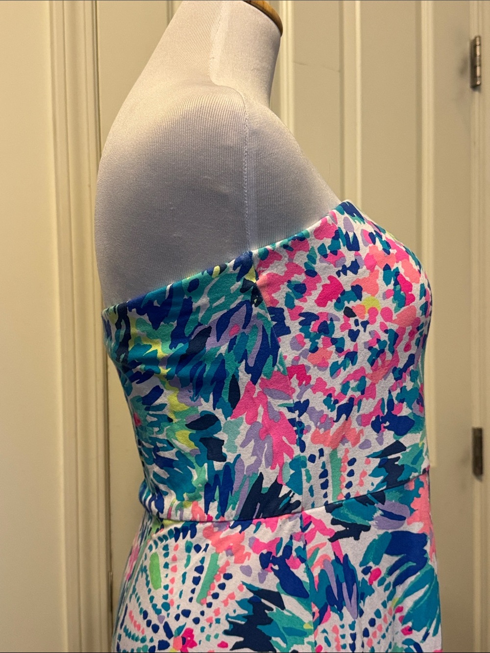 Lilly Pulitzer Strapless Dress in Teal, Pink, Blue, Yellow - Picture 5 of 9